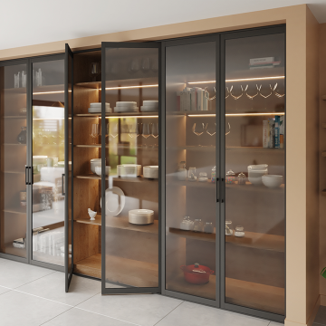 Placard avec porte pivotante vitrée